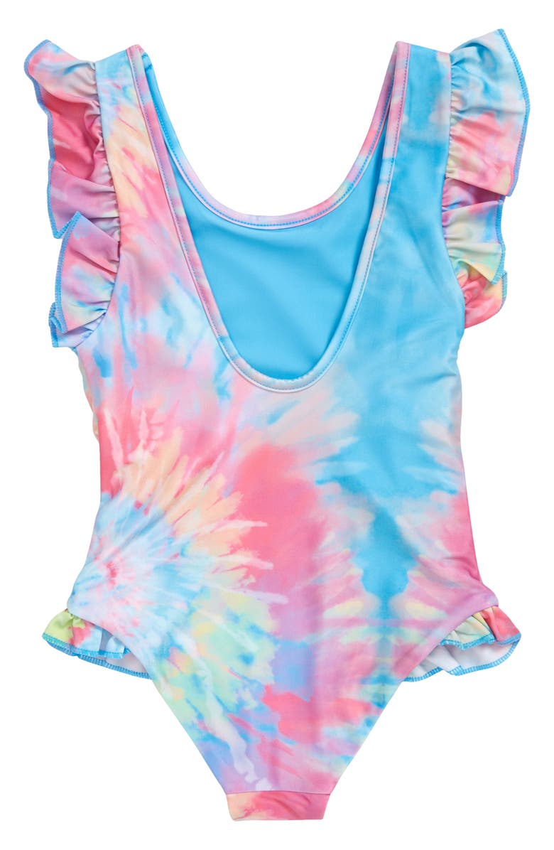 Boardies Kids' Ruffles Tie-Dye One-Piece Swimsuit, Alternate, color, Multi