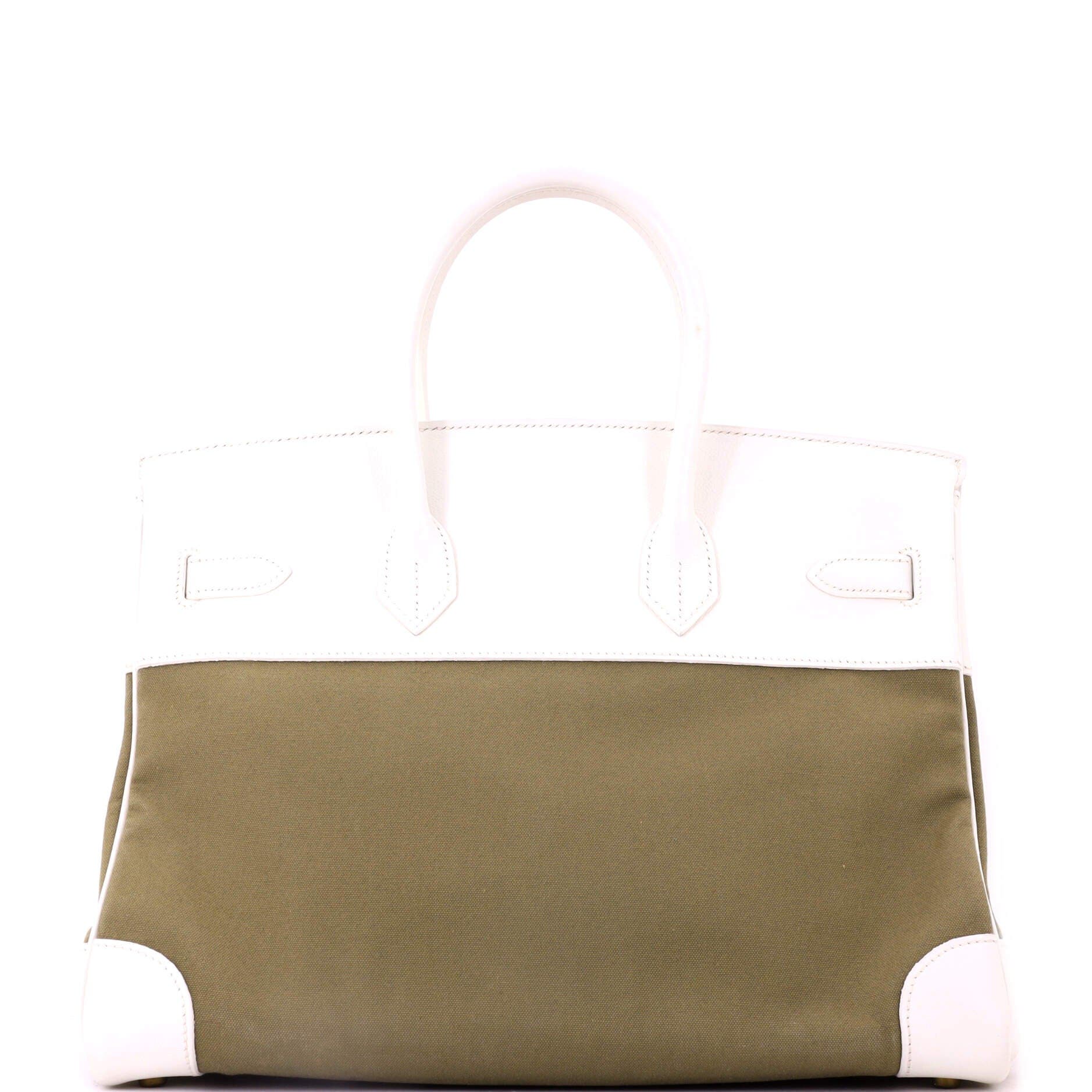 Birkin Handbag Toile and White Courchevel with Gold Hardware 35, Alternate, color, White