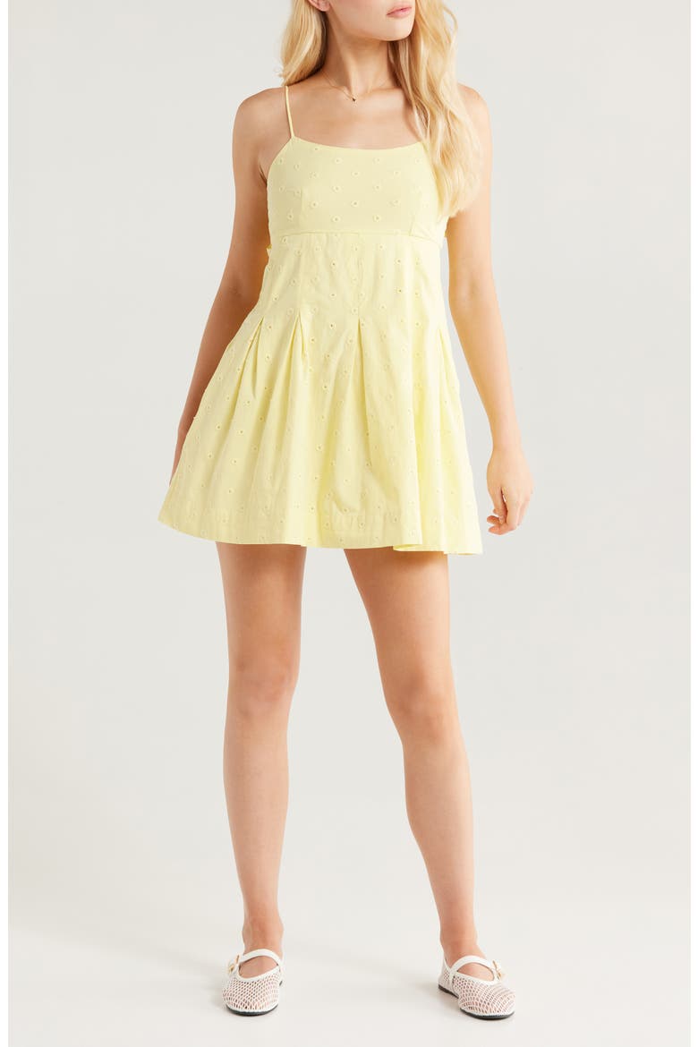 Iris Floral Embroidery Organic Cotton Dress, Main, color, YELLOW