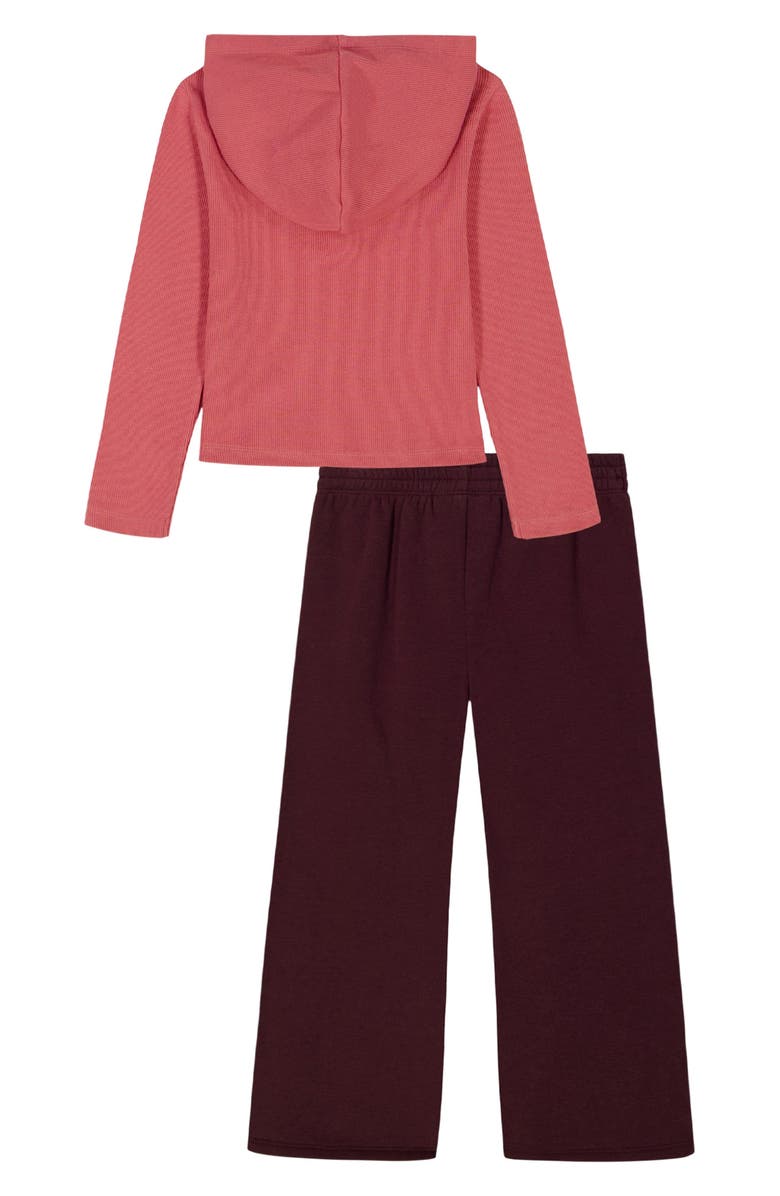 Tommy Hilfiger Graphic Hoodie & Wide Leg Pants Set, Alternate, color, Rose/ Pinot Noir
