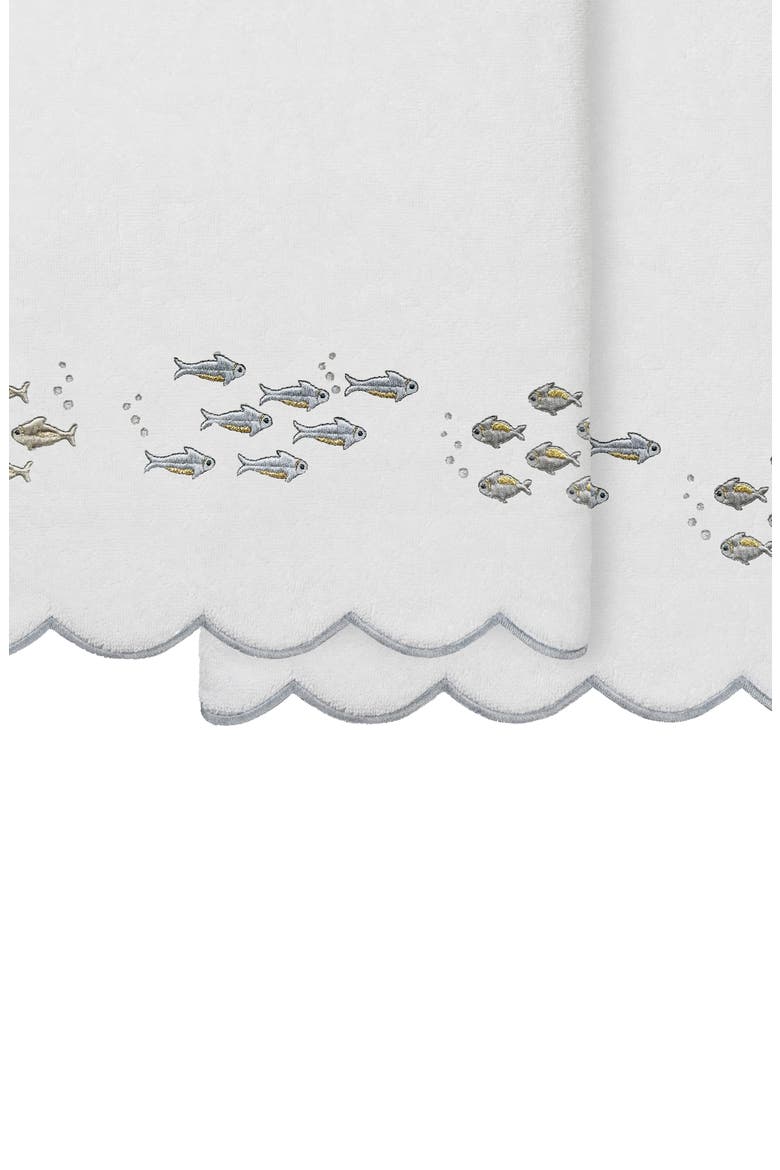2-Piece Fish School Turkish Cotton Bath Towel Set, Alternate, color, WHITE/ GRAY
