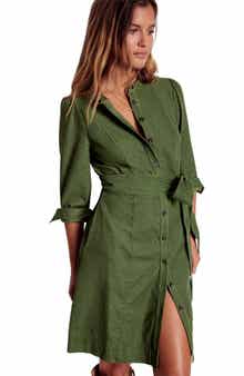 Boden Long Sleeve Cotton Corduroy Shirtdress