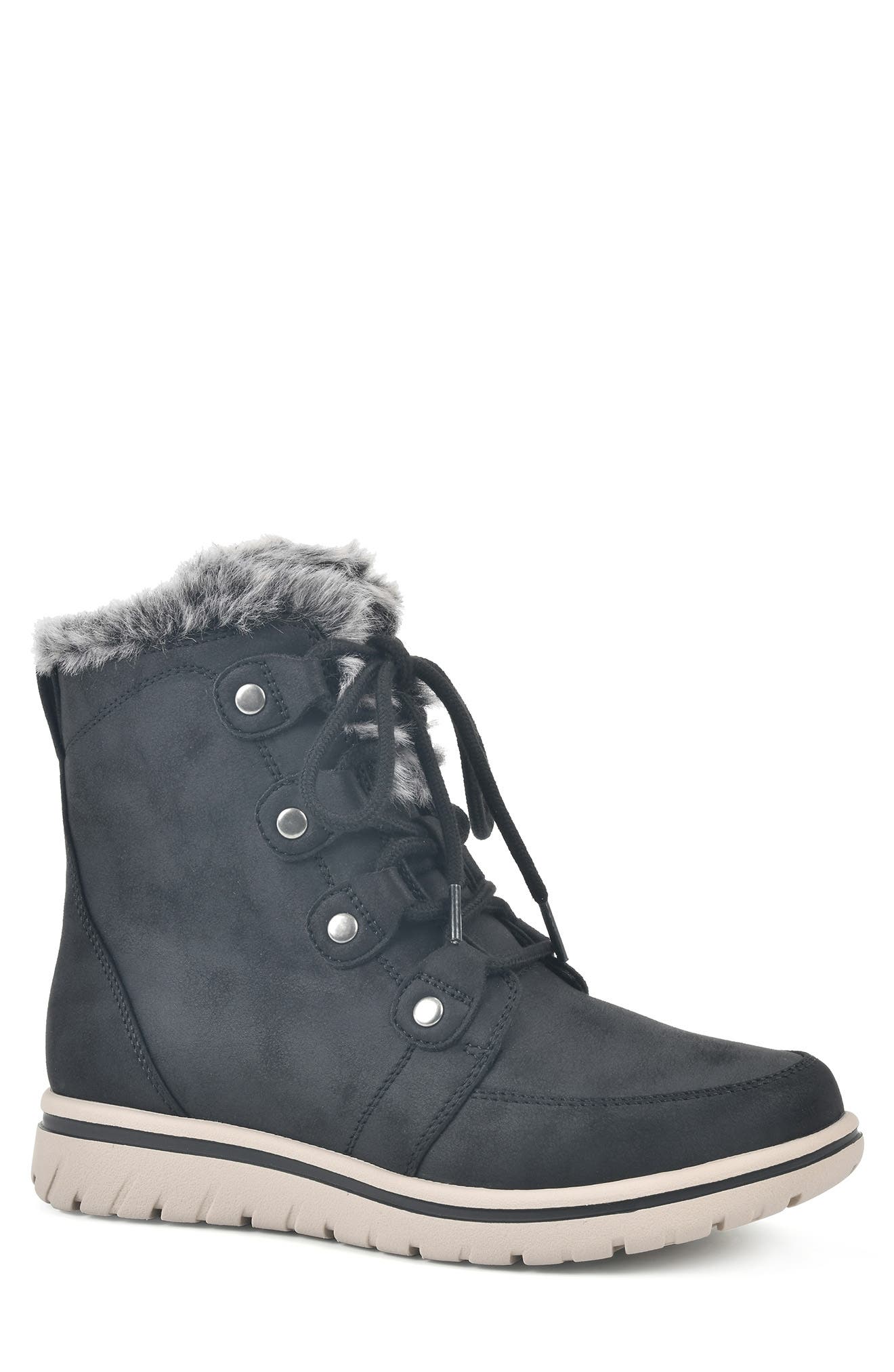 CLIFFS BY WHITE MOUNTAIN Faux Fur Lined Lace-Up Boot, Main, color, 