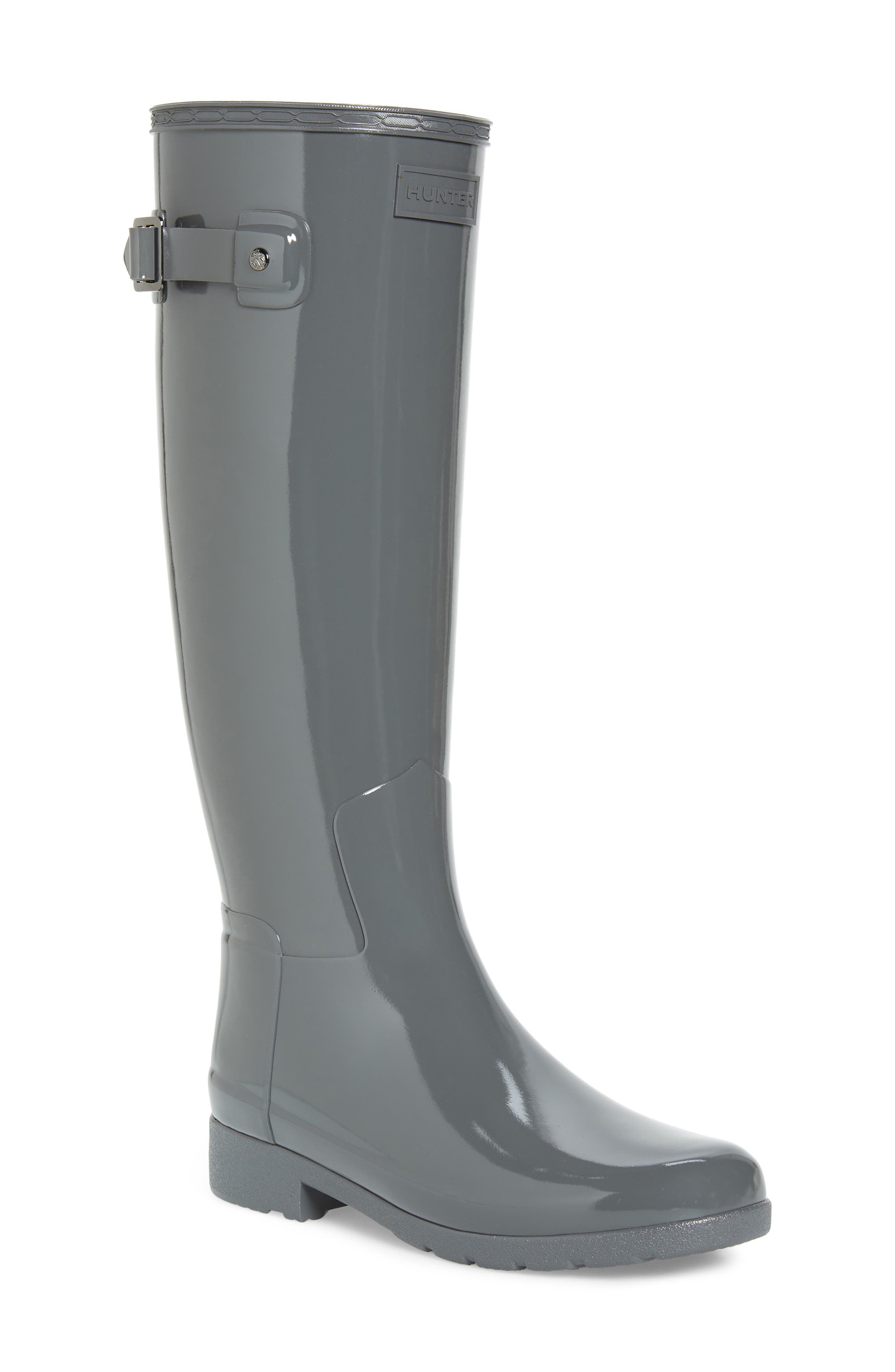 Original Refined High Gloss Waterproof Rain Boot, Main, color, STRATUS