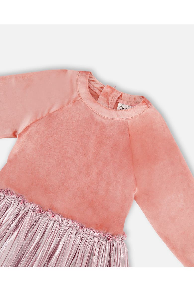 Little Girl's Bi-Material Long Sleeve Dress Light Pink, Alternate, color, Silver Pink
