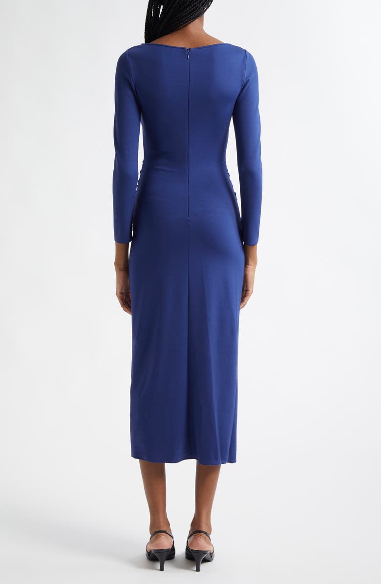 Emporio Armani Punto Milano Gathered Waist Long Sleeve Maxi Dress, Alternate, color, Cobalt Blue