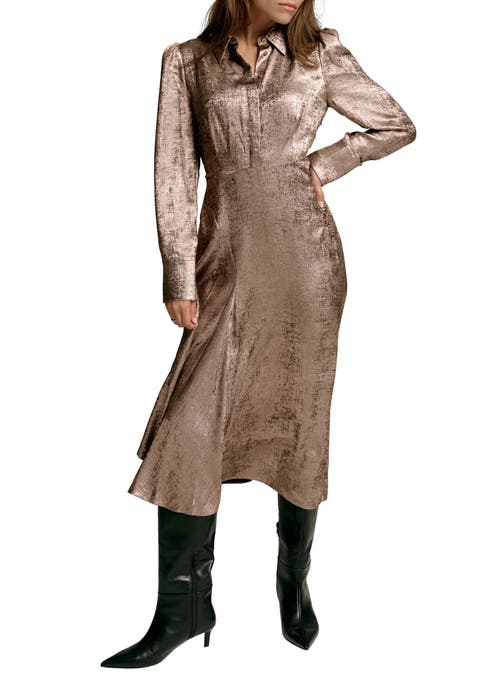 Mint Velvet Metallic Midi Shirt Dress In Gold
