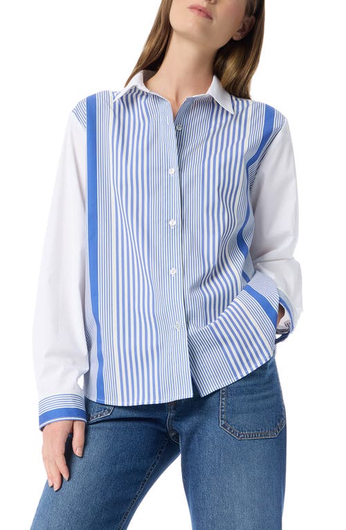Do By Dee Ocleppo Noelle Stripe Cotton Button-up Shirt In Baja Blue- Shirting Stripe