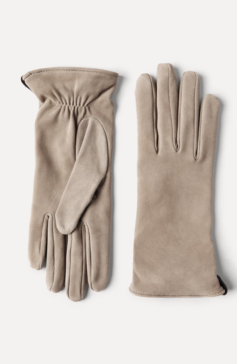 Brunello Cucinelli Suede gloves, Alternate, color, Beige