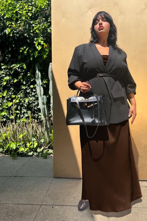Baacal Leah Easy Satin Maxi Slip Dress In Brown