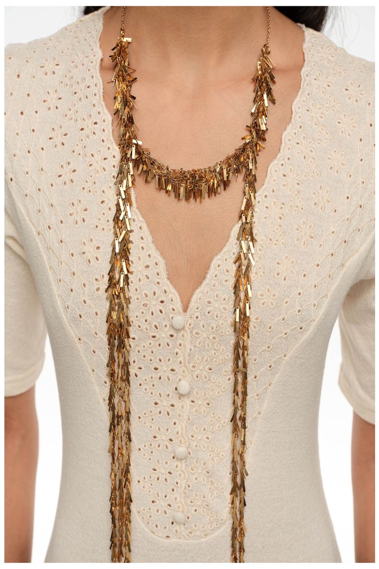 Metal Chain Necklace With Fringe, Alternate, color, GOLD