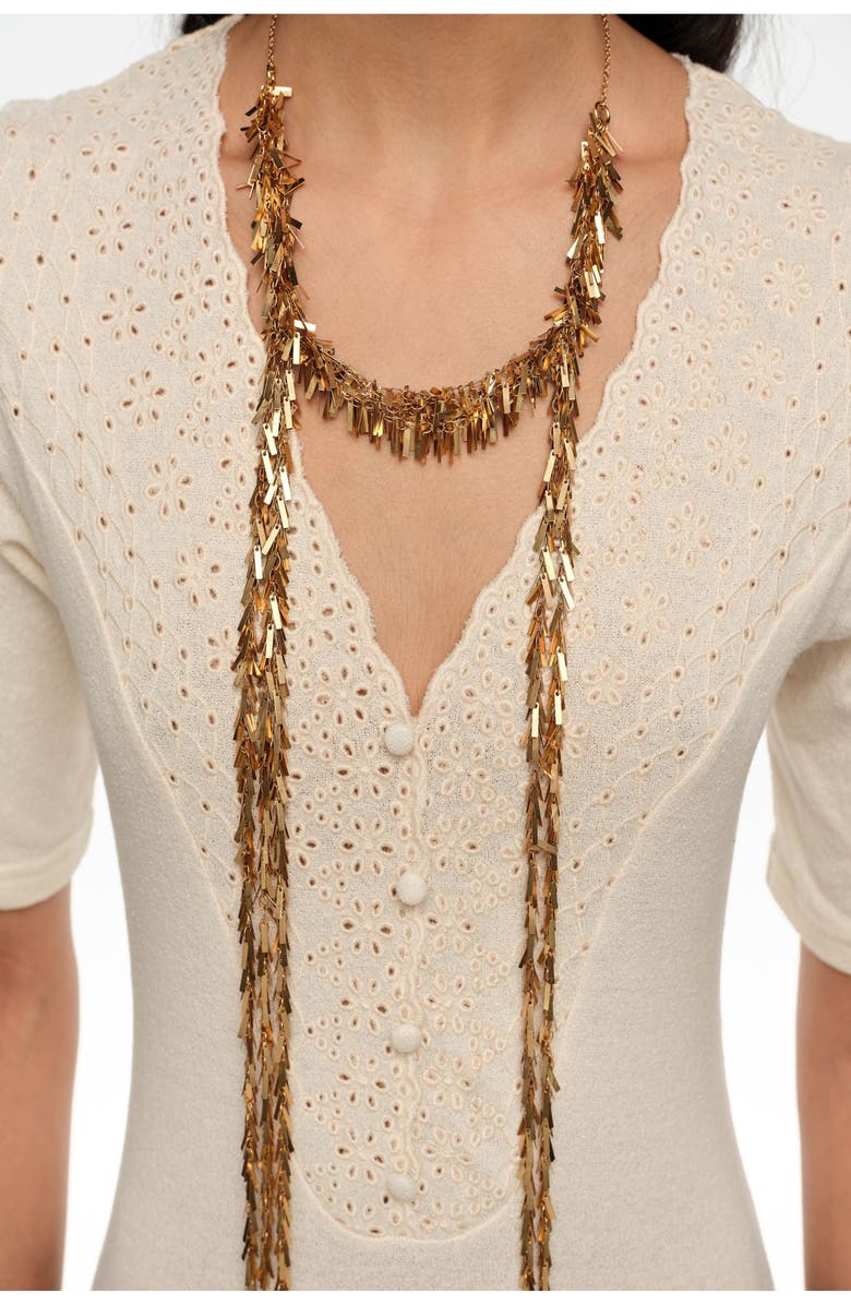 Bimba y Lola Metal Chain Necklace With Fringe, Alternate, color, Gold