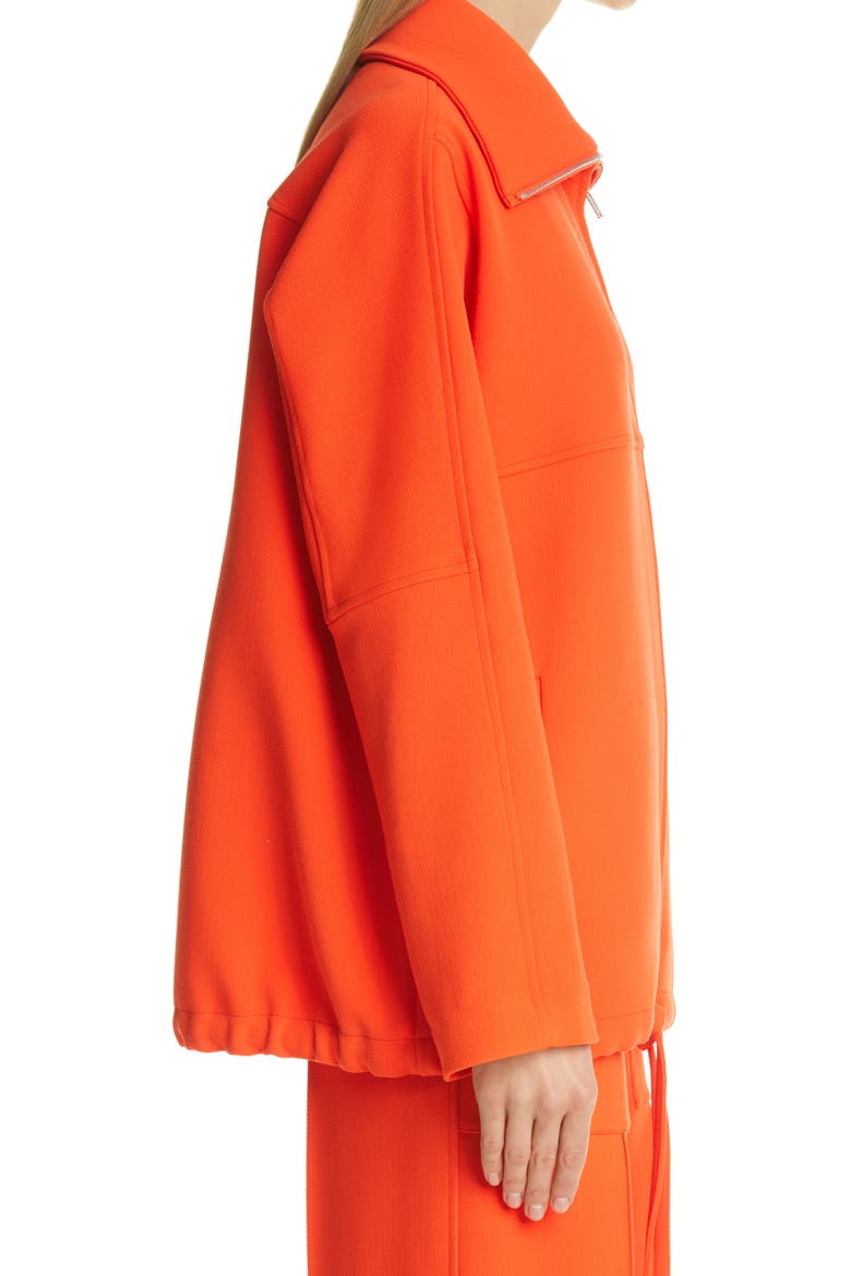 Zip Front Drawstring Hem Wool Jacket, Alternate, color, BRIGHT ORANGE