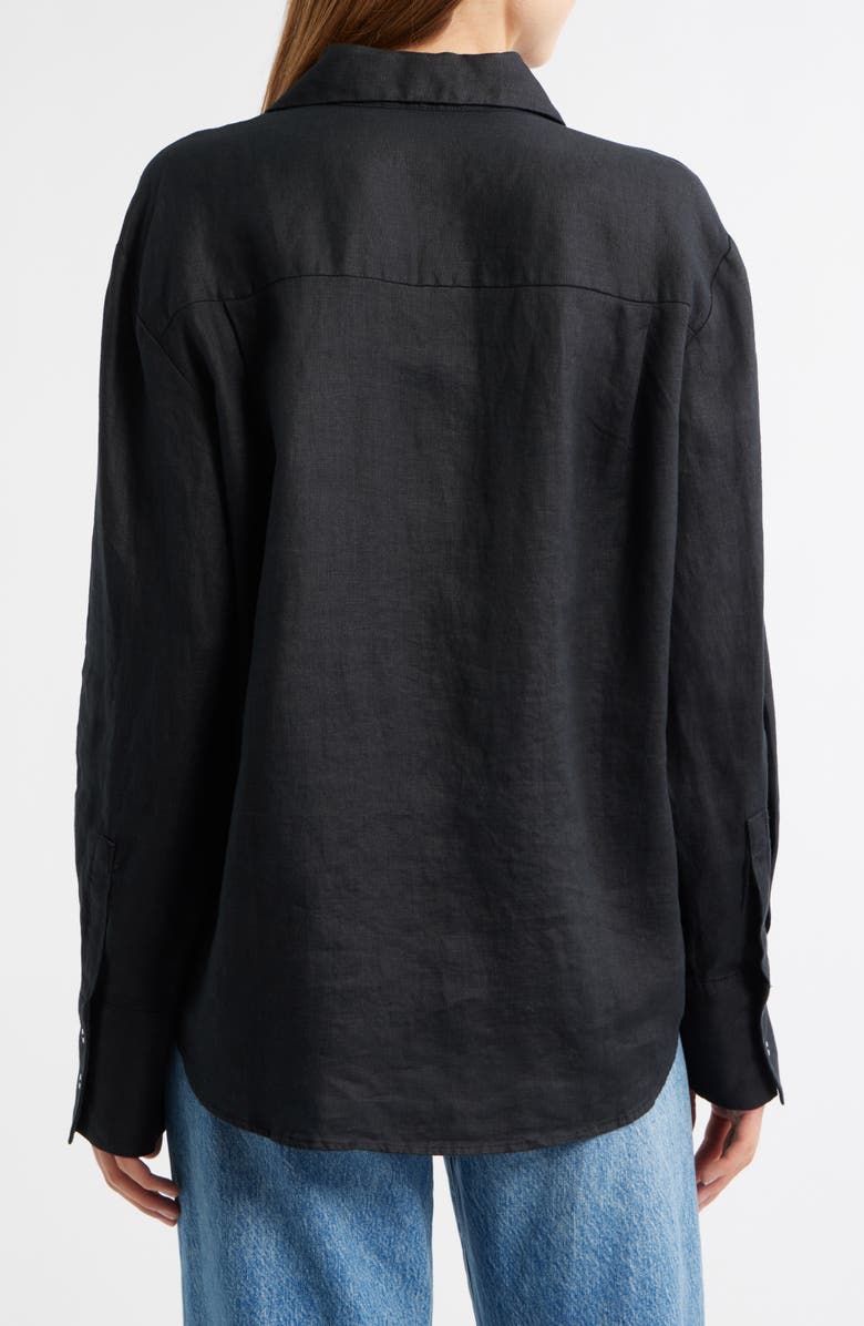MANGO Oversize Linen Shirt, Alternate, color, Black