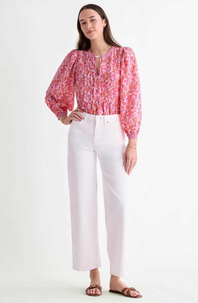 vineyard vines Nora Pintuck Peplum Top, Alternate, color, Block Print Toucan