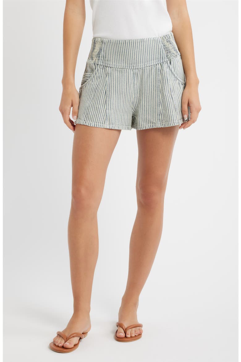 Luna Railroad Stripe Cotton Shorts, Main, color, HORIZON STRIPE