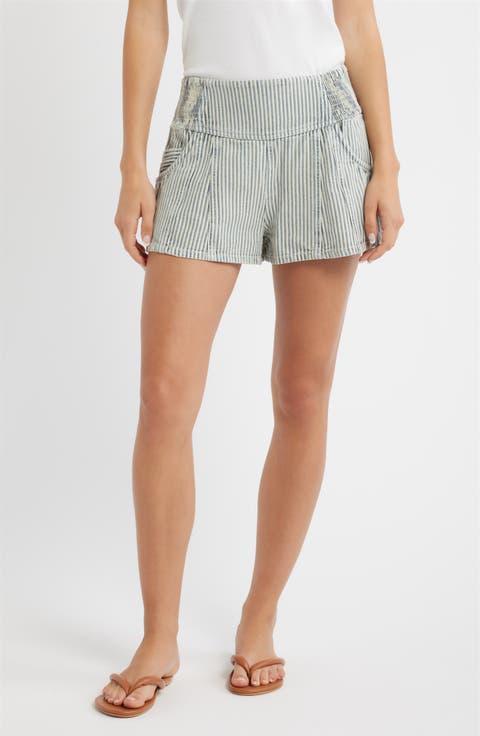 Luna Railroad Stripe Cotton Shorts