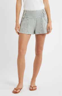 Luna Railroad Stripe Cotton Shorts