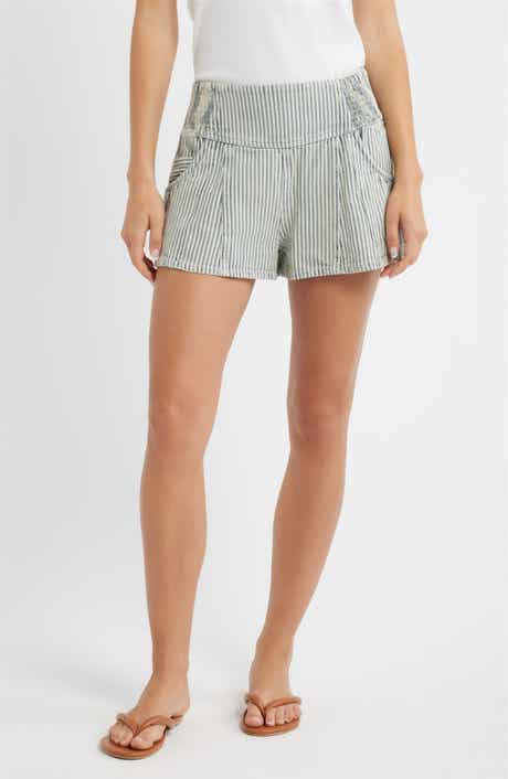 Luna Railroad Stripe Cotton Shorts