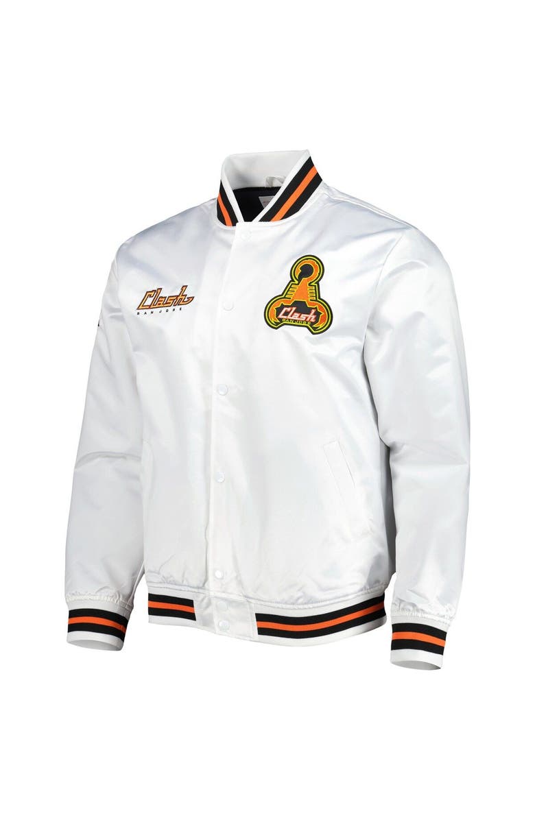 Mitchell & Ness Men's Mitchell & Ness  White San Jose Earthquakes City Full-Snap Satin Jacket, Alternate, color, 