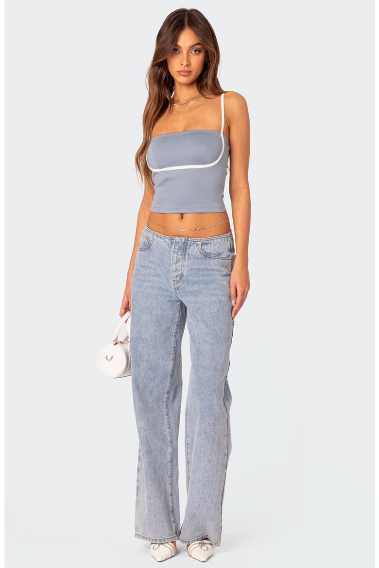Yang Contrast Strap Crop Camisole, Alternate, color, BLUE-AND-WHITE