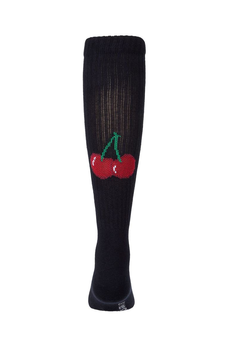 Ribbed Cotton-Blend Smile Stripe Knee High Sock, Main, color, Navy