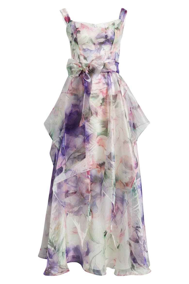 Floral Off the Shoulder Ballgown, Alternate, color, PURPLE MULTI