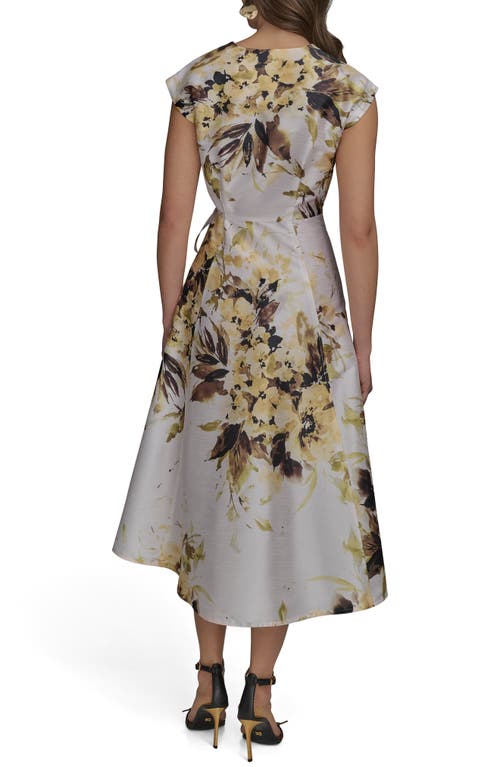 Donna Karan New York Floral Tiered Wrap Dress In Limoncello Multi