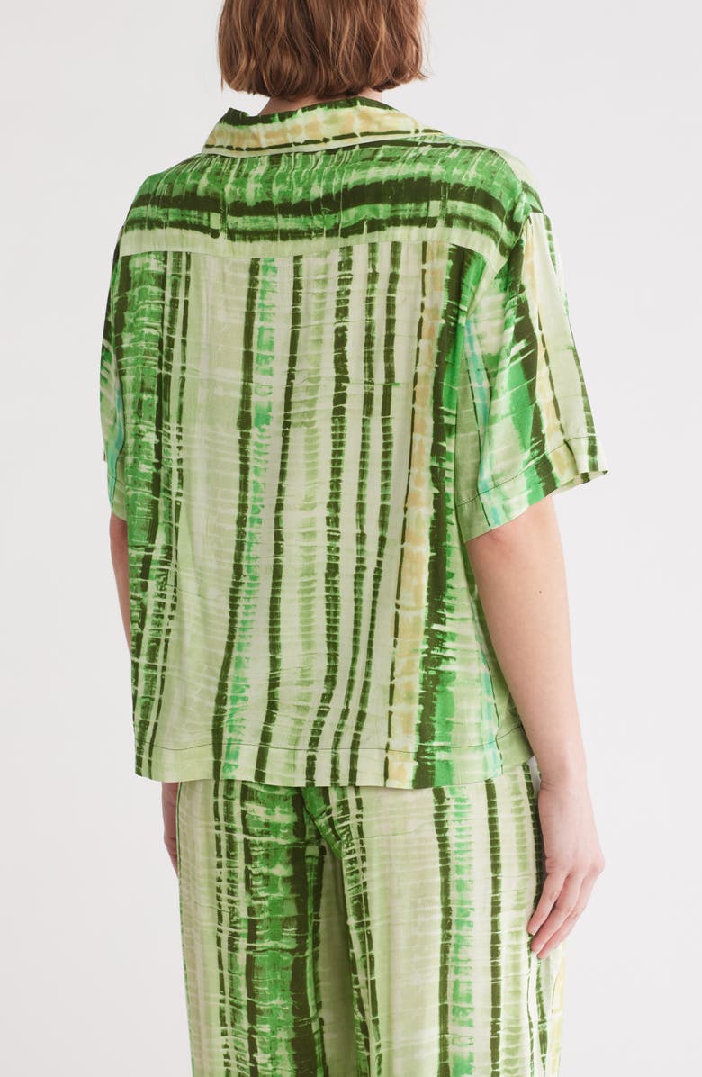 Elan Notched Collar Short Sleeve Button-Up Shirt, Alternate, color, Green Antigua Print