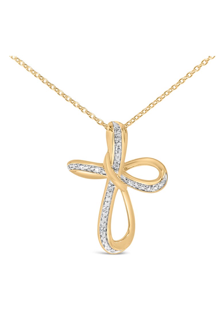 Gold Vermeil Diamond Accent Infinity Cross Pendant Necklace, Alternate, color, Silver