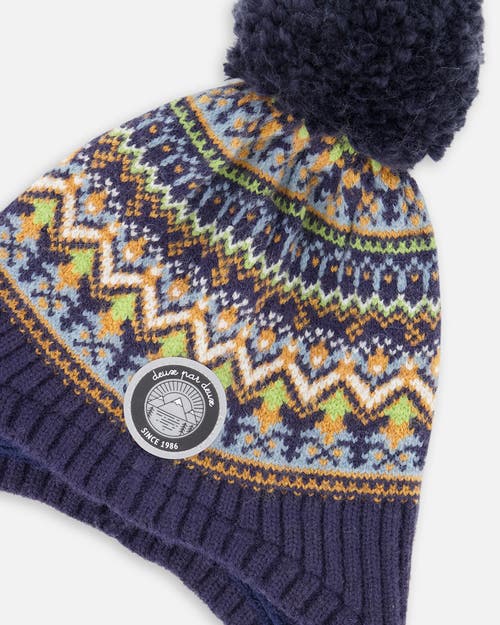 Deux Par Deux Lined Peruvian Knit Hat With Pompom In Black