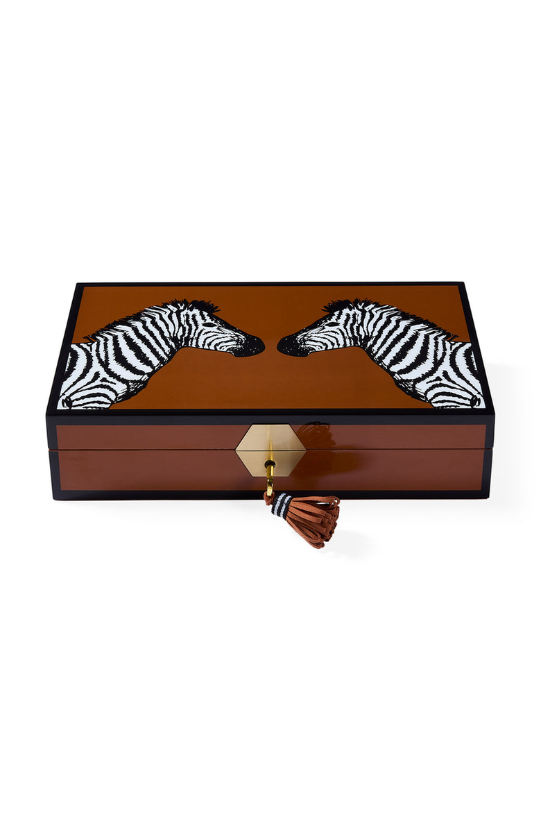 Jonathan Adler Zebra Lacquer Jewelry Box, Main, color, 