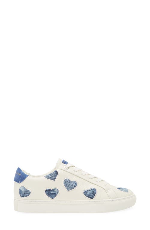 Kurt Geiger Lane Love Leather Sneakers In Blue Denim