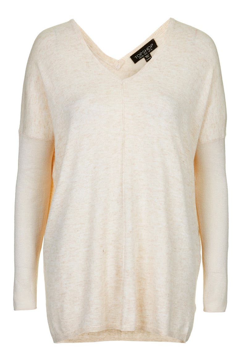 Front Seam V-Neck Sweater, Alternate, color, CREAM