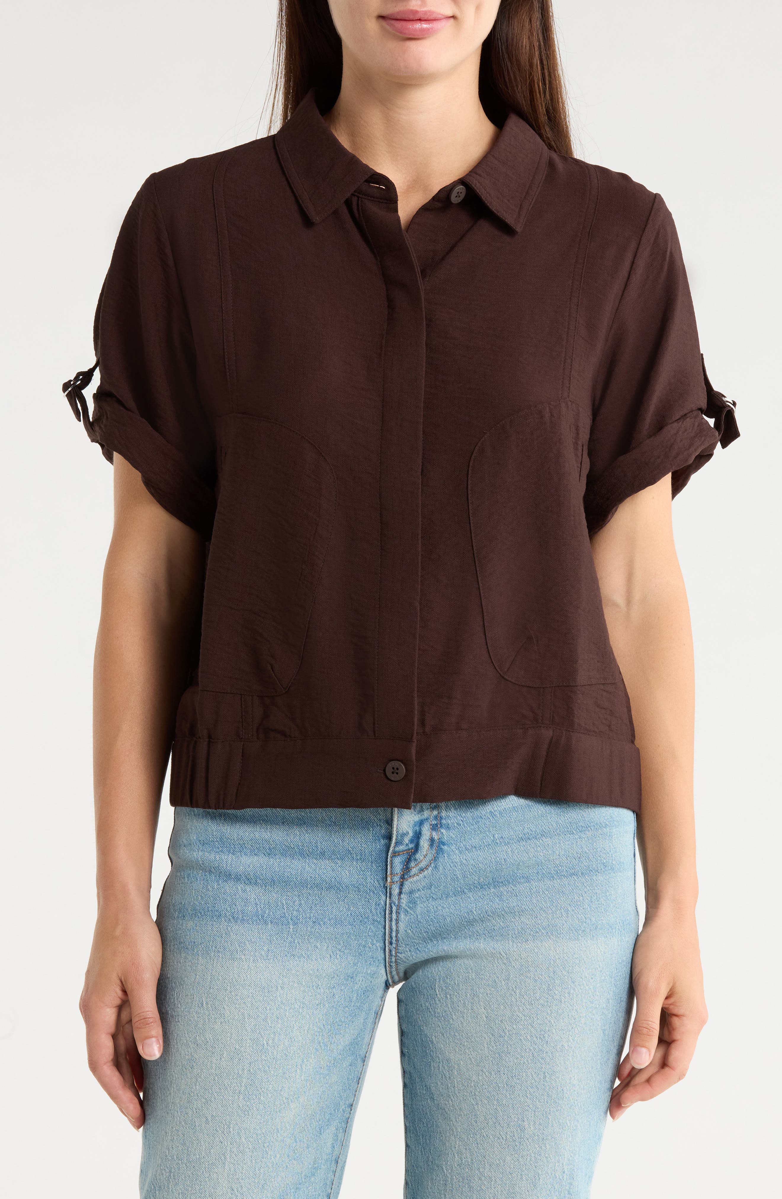 DKNY Short Sleeve Roll Tab Jacket