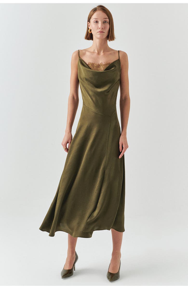 Exquise Macy Cowl Neck Sleeveless Dress, Alternate, color, Khaki