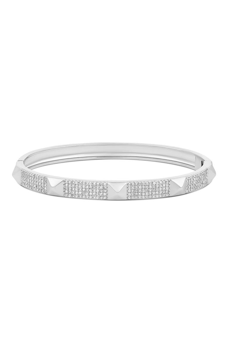 Studded Pavé Bangle, Main, color, SILVER