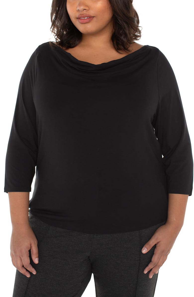 Liverpool Los Angeles Cowl Neck Top, Main, color, Black