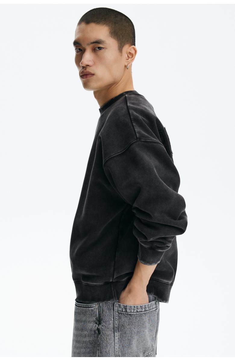 H&M Oversized Fit Washed-look Sweatshirt, Alternate, color, Black