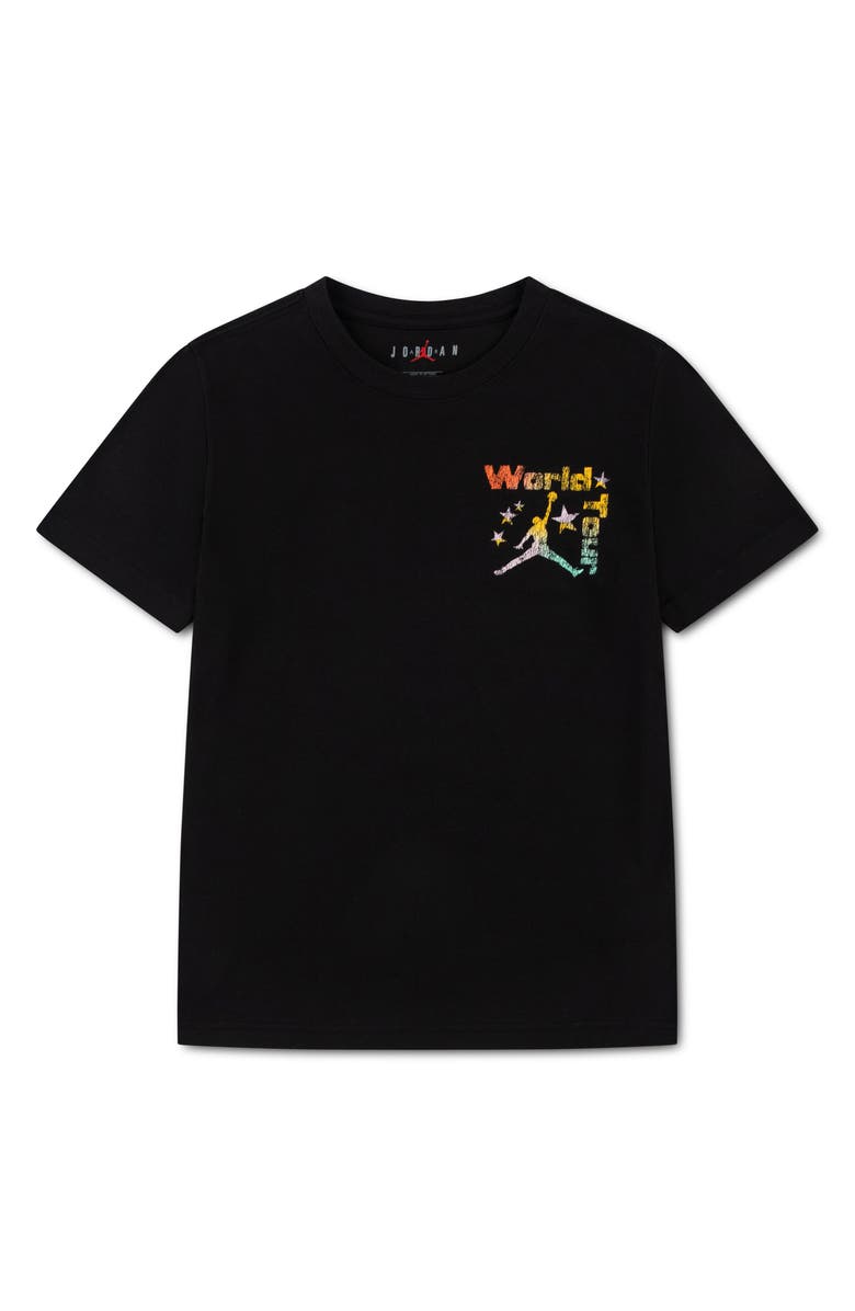 Jordan Kids' Wold Tour Cotton Blend Graphic T-Shirt, Main, color, Black