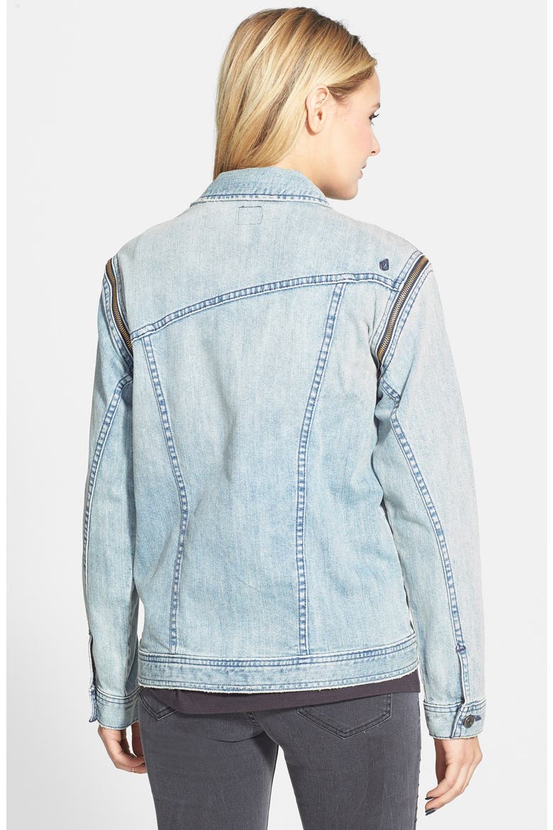 'Zzzip It' Denim Jacket with Removable Sleeves, Alternate, color, MATURED BLUE