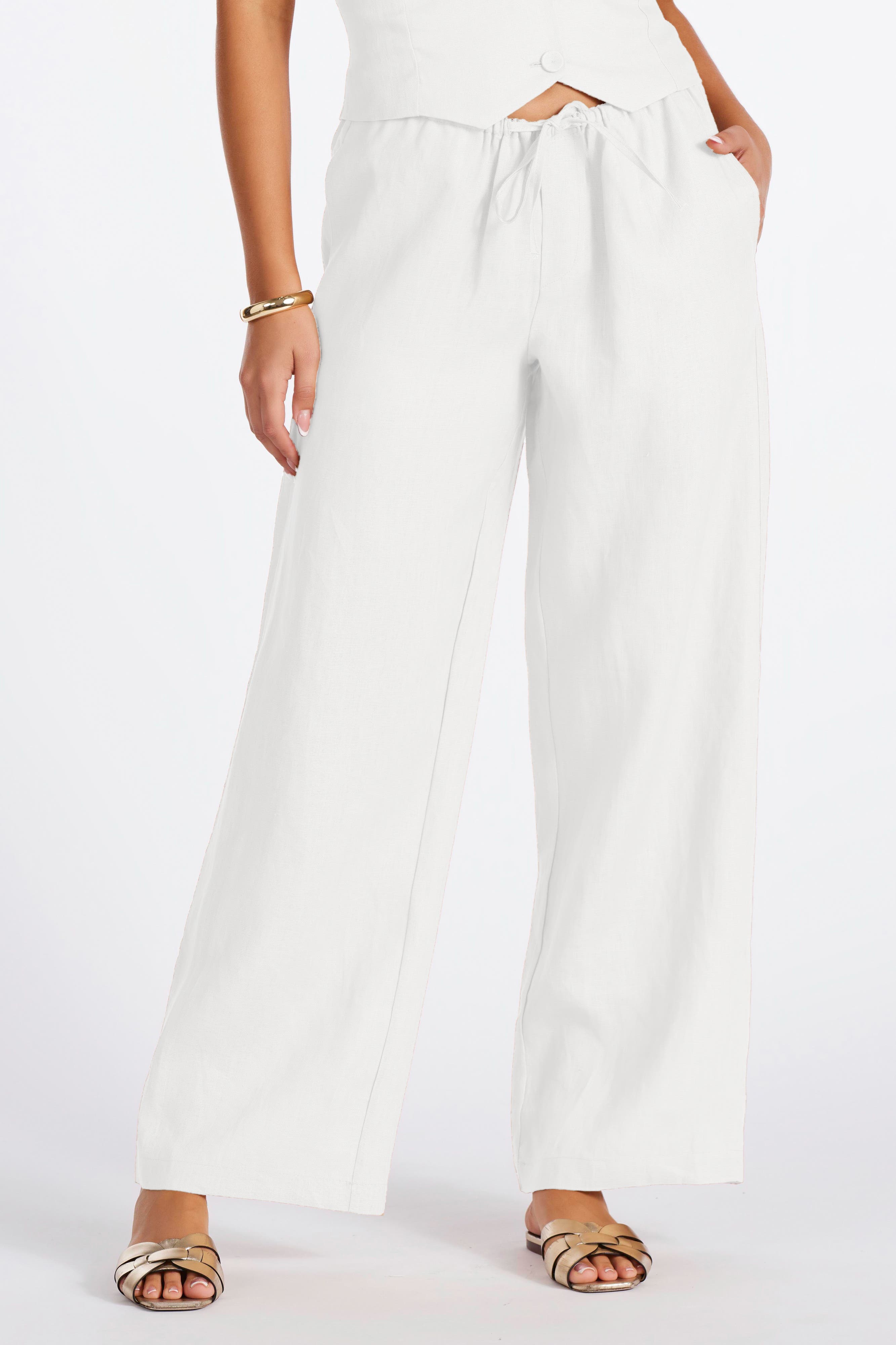 Bishop + Young Positano Drawstring Pant in White 