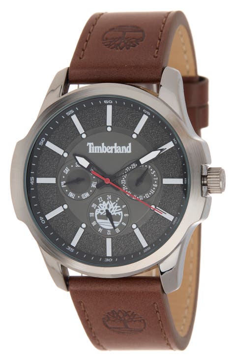 Dress Sport Quartz Chronograph Leather Strap Watch, 45mm