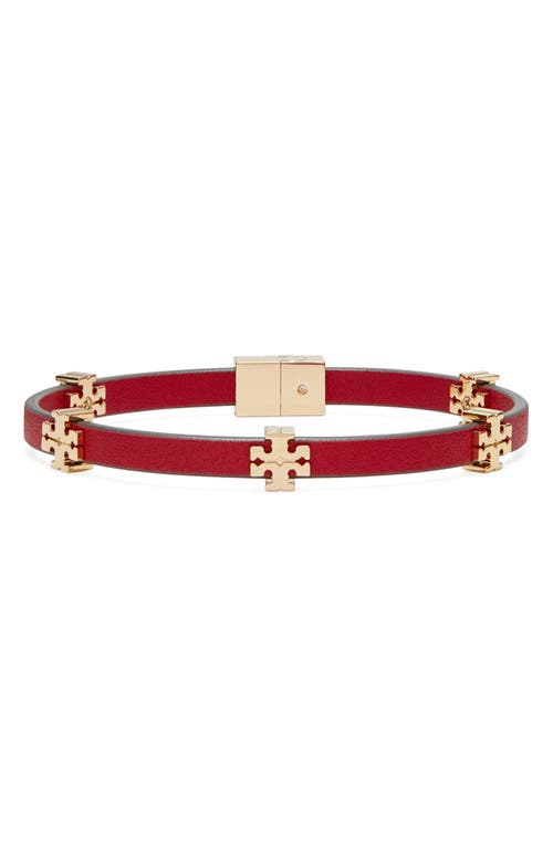 Tory Burch Eleanor Faux Leather Bracelet In Red