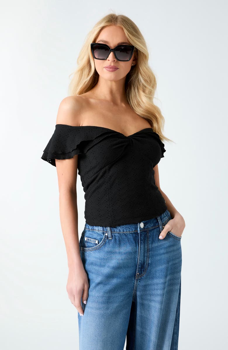 GUESS Teodolinda Off the Shoulder Top, Alternate, color, Jblack-Black