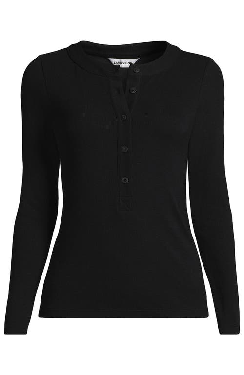 Lands' End Drapey Rib Skimming Long Sleeve Henley In Black