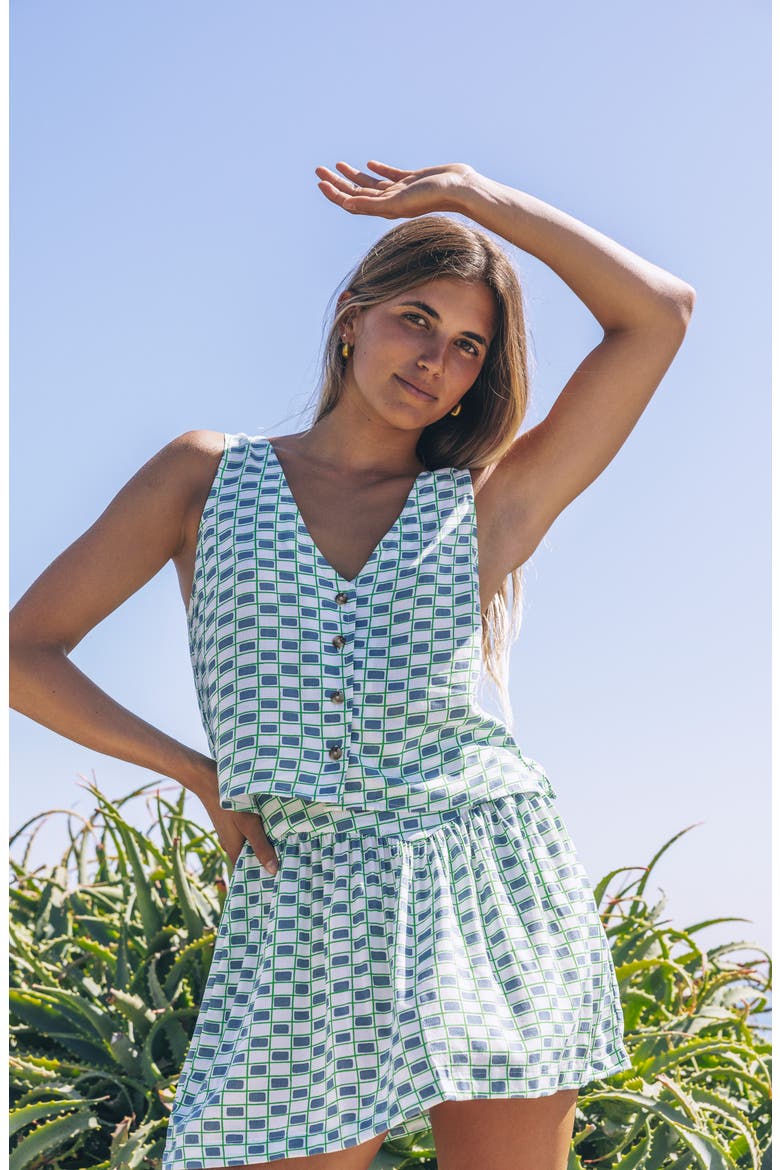 Venice Print Sleeveless Button-Front Top, Alternate, color, WINDWARD BLUE