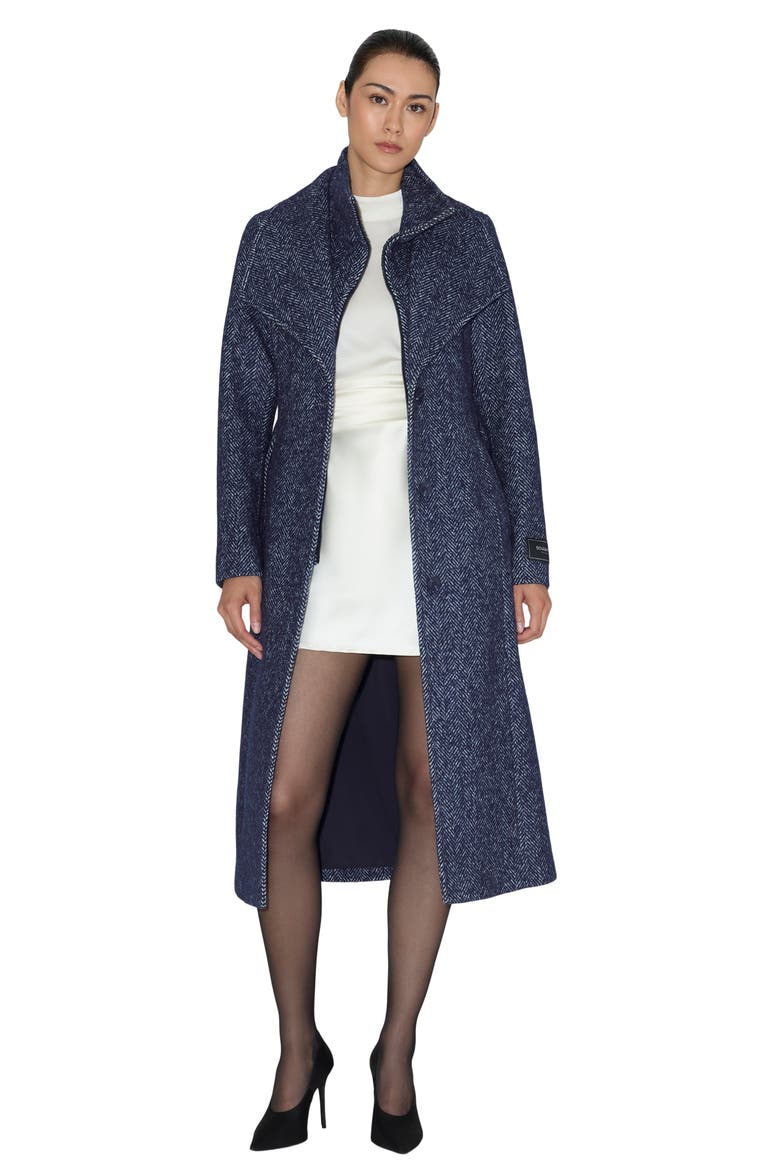 Ilana Wool Blend Belted Coat with Zip Bib, Alternate, color, NIGHT BLUE