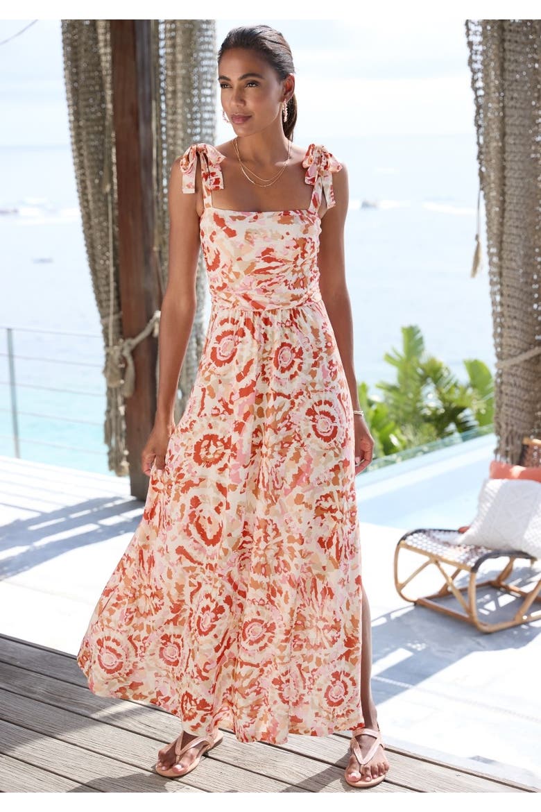 Tie Strap Maxi Dress, Alternate, color, Rose Red