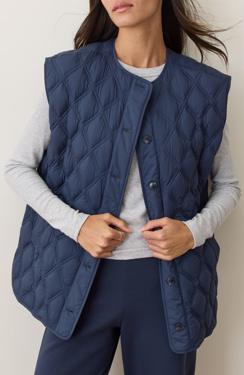 Marine Layer Marina Quilted Vest, Main, color, Navy
